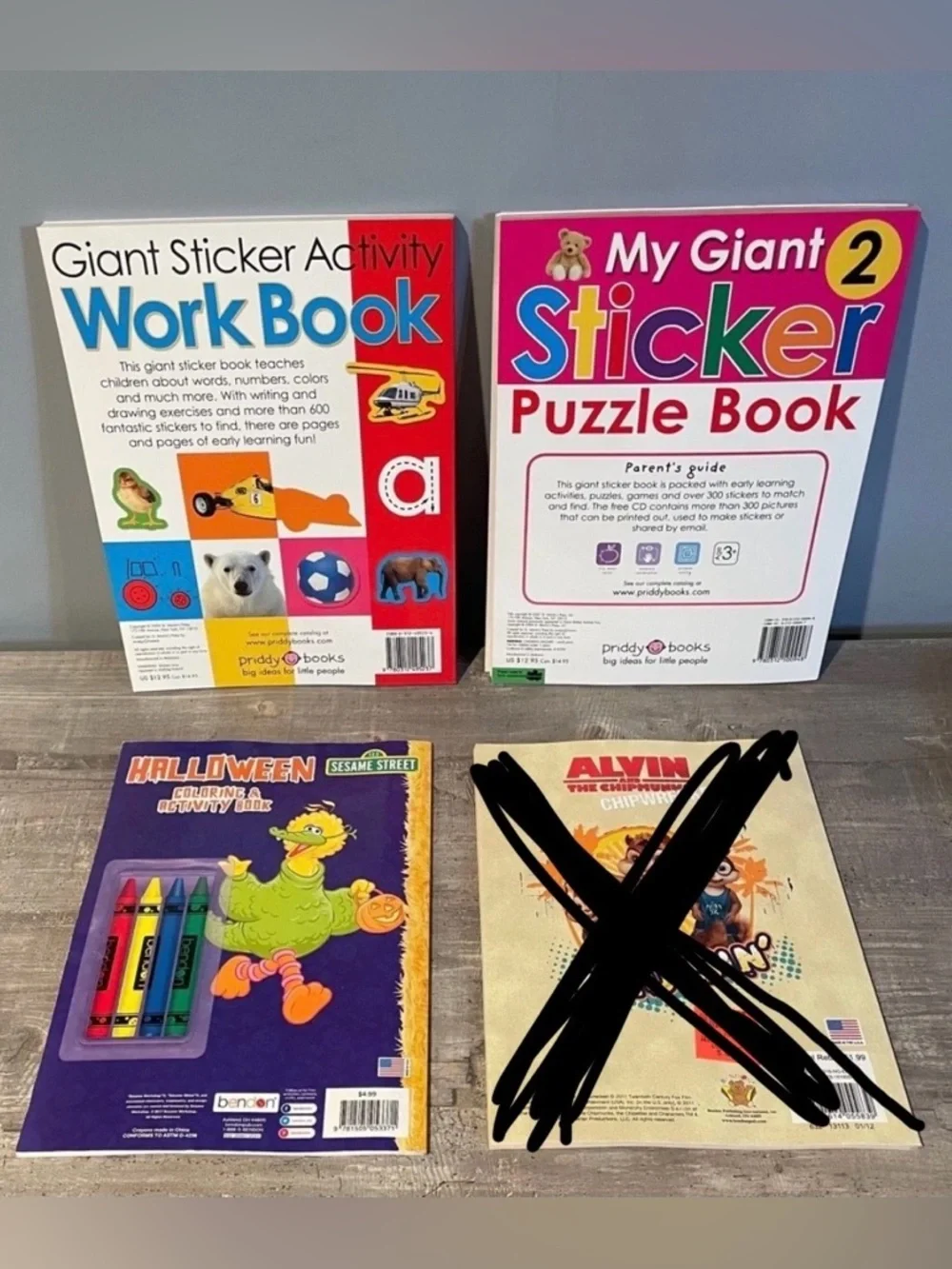 Giant Sticker Books Coloring Books Set of 3 Elmo Sesame Street Animals
